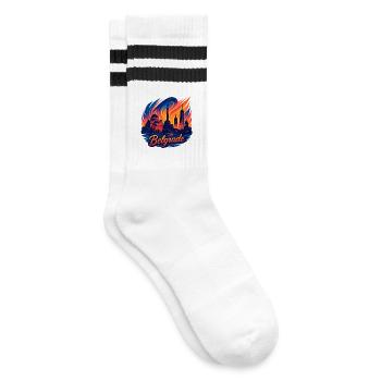 Belgrade Capital Serbia Silhouette Gift - Striped tennis socks - white/black - Right
