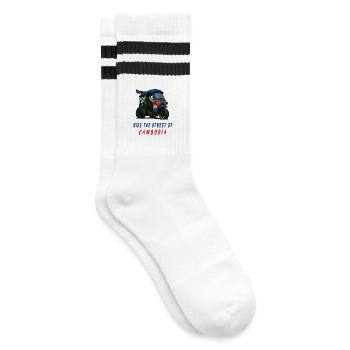 Cambodia Tuk-Tuk Racing - Striped tennis socks - white/black - Right