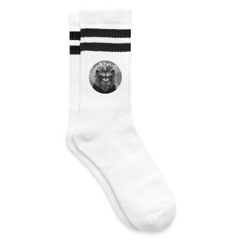 Majestueuse tête de lion en gris - Chaussettes de tennis - blanc/noir - Droite