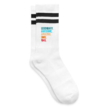 80th birthday born in 1945 - Striped tennis socks - white/black - Right