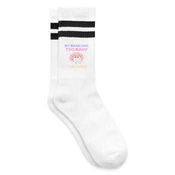My Brain Has Too Many Tabs Open Design - Gestreifte Tennissocken - Weiß/Schwarz - Rechts