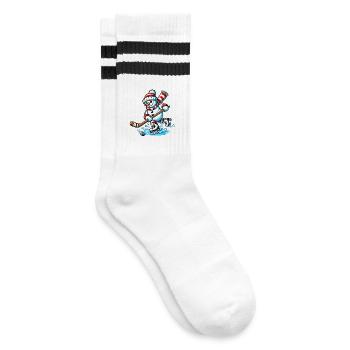 Eishockey Schneemann in Action - Gestreifte Tennissocken - Weiß/Schwarz - Rechts