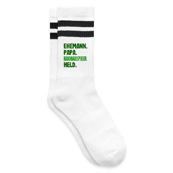 Handballspieler Handball Handballer Geschenke - Gestreifte Tennissocken - Weiß/Schwarz - Rechts