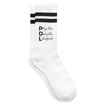 Pflege PDL Pflegedienstleistung - Gestreifte Tennissocken - Weiß/Schwarz - Rechts