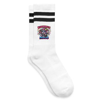 Karnevalsmaus Karneval Kostüm - Gestreifte Tennissocken - Weiß/Schwarz - Rechts