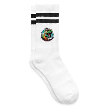 Tyrannosaure coloré en jungle - Chaussettes de tennis - blanc/noir - Droite