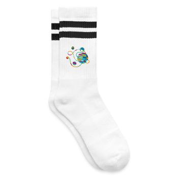 yoga-design_53 - Gestreifte Tennissocken - Weiß/Schwarz - Rechts