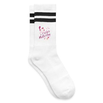 First Mother's Day - Striped tennis socks - white/black - Right