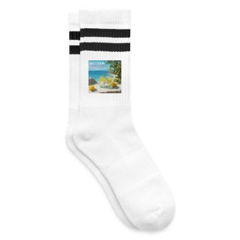 Salty Lemon Beach Magic 87 - Striped tennis socks - white/black - Right