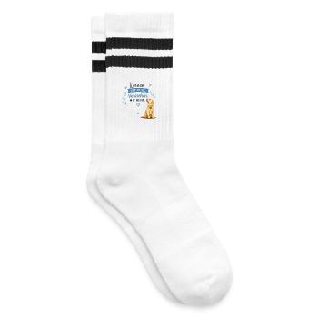 Lernen mit Herz, Verstehen mit Hund - Gestreifte Tennissocken - Weiß/Schwarz - Rechts