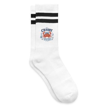Krabbe - If Crabby – Please Return to the Beach - Gestreifte Tennissocken - Weiß/Schwarz - Rechts