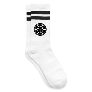 Vintage Black Chosokabe Japan Mon Kamon Oriental - Striped tennis socks - white/black - Right
