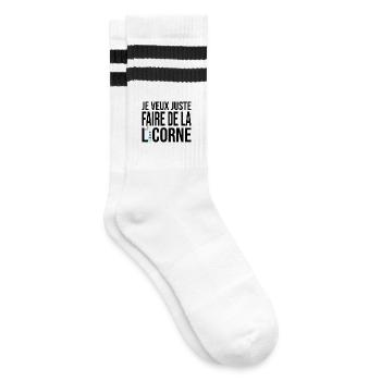 faire de la licorne / cadeau humour licorne  - Chaussettes de tennis - blanc/noir - Droite
