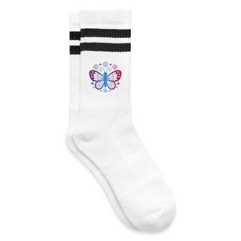 Papillon en dégradé avec fleurs - Chaussettes de tennis - blanc/noir - Droite