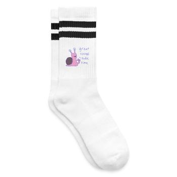 Great things take time - Striped tennis socks - white/black - Right