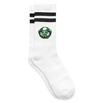 Ram Lamb Goat Goat in the Forest - Striped tennis socks - white/black - Right