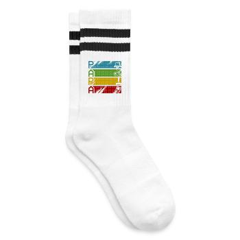 Retro Gamers Pixel Multicolor - Gestreifte Tennissocken - Weiß/Schwarz - Rechts