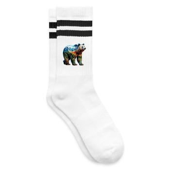 Bear - Striped tennis socks - white/black - Right