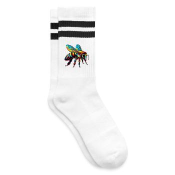 Bee - Striped tennis socks - white/black - Right