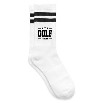 Golf ist Leben / Golf - Gestreifte Tennissocken - Weiß/Schwarz - Rechts