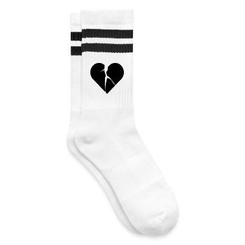 heart broken lovesick - Gestreifte Tennissocken - Weiß/Schwarz - Rechts
