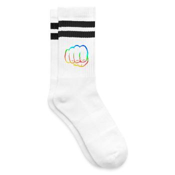 Clenched fist colorful fist bump cool logo symbol - Striped tennis socks - white/black - Right