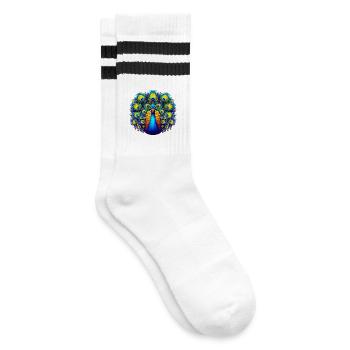 Pfau - Gestreifte Tennissocken - Weiß/Schwarz - Rechts