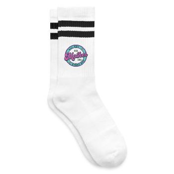Lustiges Mama Oma Muttertag Geschenk Design Humor - Gestreifte Tennissocken - Weiß/Schwarz - Rechts