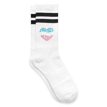 Pride Month LGBT – Schütze trans Kinder - Gestreifte Tennissocken - Weiß/Schwarz - Rechts