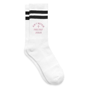 Nothing costs free, Jesus - Striped tennis socks - white/black - Right