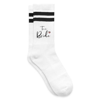 Team Bride Heart Hen Party Gift - Striped tennis socks - white/black - Right