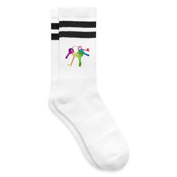 Porte-clés aux couleurs vives avec clé - Chaussettes de tennis - blanc/noir - Droite