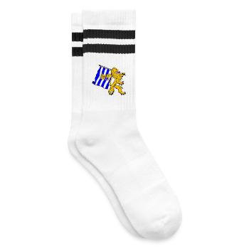 Löwe mit Flagge Zeeland Zeeland Provinzflagge - Gestreifte Tennissocken - Weiß/Schwarz - Rechts