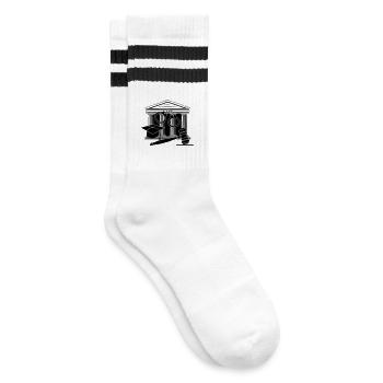 Court, judge or lawyer logo - Striped tennis socks - white/black - Right