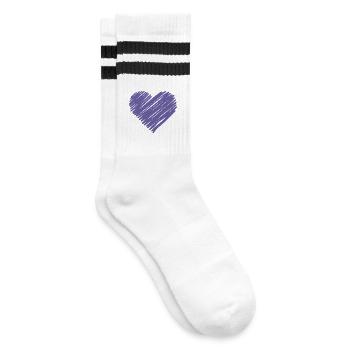 Lila Skizzenherz - Gestreifte Tennissocken - Weiß/Schwarz - Rechts
