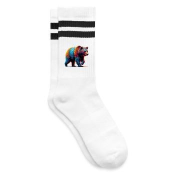 Bear - Striped tennis socks - white/black - Right