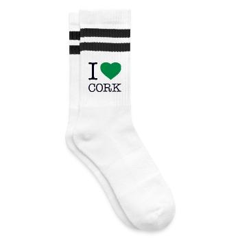 I LOVE CORK - Striped tennis socks - white/black - Right