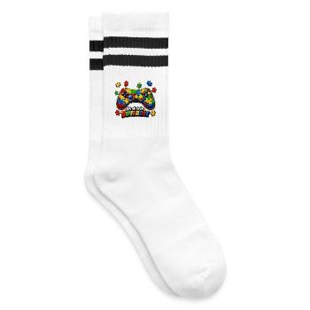Autism Gamer Video Game Controller - Striped tennis socks - white/black - Right