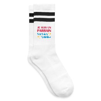 Onkel / Tante / Vetter / Cousin / Kusine - Gestreifte Tennissocken - Weiß/Schwarz - Rechts