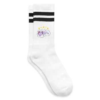 Schlafendes Oxolotl - Gestreifte Tennissocken - Weiß/Schwarz - Rechts