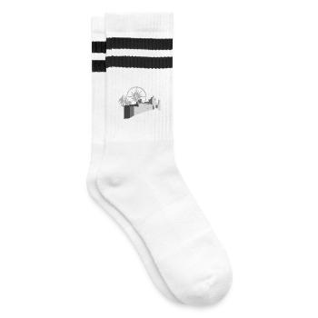 Burg mit Kompass - Gestreifte Tennissocken - Weiß/Schwarz - Rechts