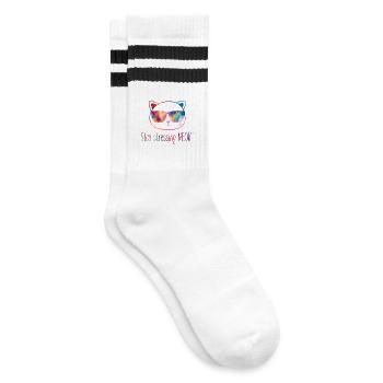 Stop stressing yourself out Meowt cat lovers - Striped tennis socks - white/black - Right