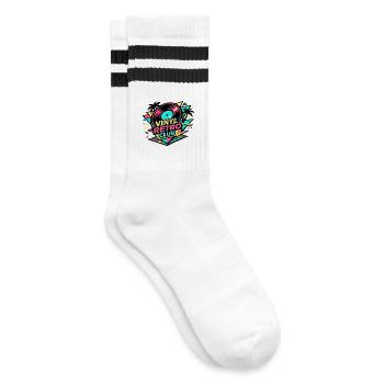 Vinyl Retro Club - Striped tennis socks - white/black - Right