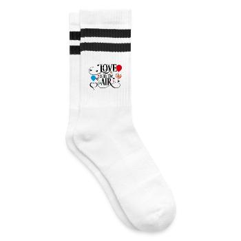 Liebe liegt in der Luft - Gestreifte Tennissocken - Weiß/Schwarz - Rechts
