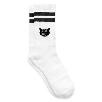 Cat Lady - Striped tennis socks - white/black - Right