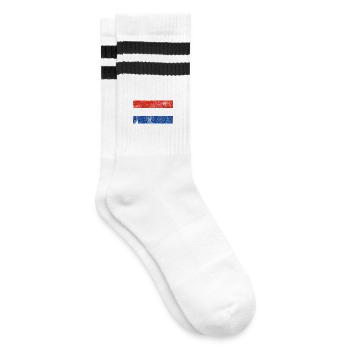 Flagge Niederlande Fahne Grunge Retro Vintage - Gestreifte Tennissocken - Weiß/Schwarz - Rechts