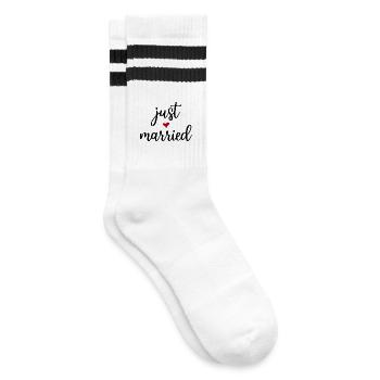 Just Married Idée cadeau - Chaussettes de tennis - blanc/noir - Droite