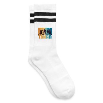 Tango Dancer Dance Vintage Retro Gift - Striped tennis socks - white/black - Right