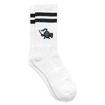 Knight Owl Ren Faire Mittelalterfest Lustig - Gestreifte Tennissocken - Weiß/Schwarz - Rechts