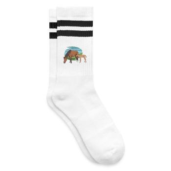 Jument et son poulain - Chaussettes de tennis - blanc/noir - Droite